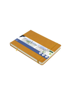 Kangaro Schetsboek - Landscape Okergeel - Hardcover - 80 vellen - 140g - Roomwit Papier met Elastiek en Lint