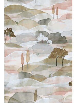 Noordwand Behang met getekend landschap