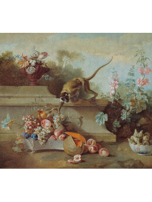 Dutch Painted Memories 2 - 8070 - Still Life with Monkey, Fruits, and Flowers