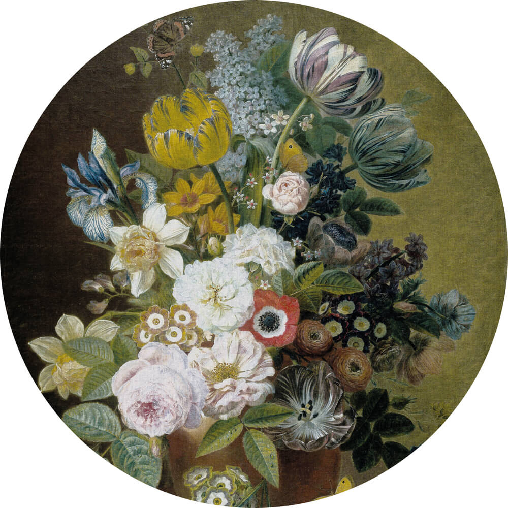 Dutch Painted Memories 2 - 8045C - Circle Still life with Flowers IV