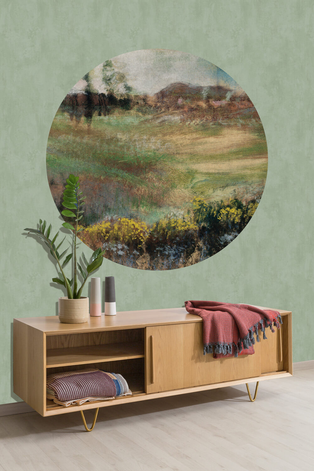 Dutch Painted Memories 2 - 8064C - Circle Landscape with Smokestacks