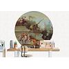 Dutch Painted Memories 2 - 8070C - Circle Still Life with Monkey, Fruits, and Flowers