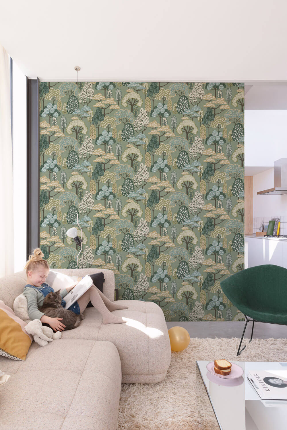 Grandeco Little Dreamers - LD2113 - Happy Trees groen