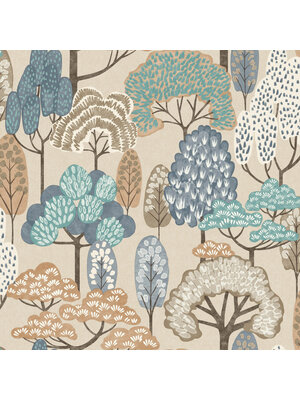 Grandeco Little Dreamers - LD2115 - Happy Trees blauw