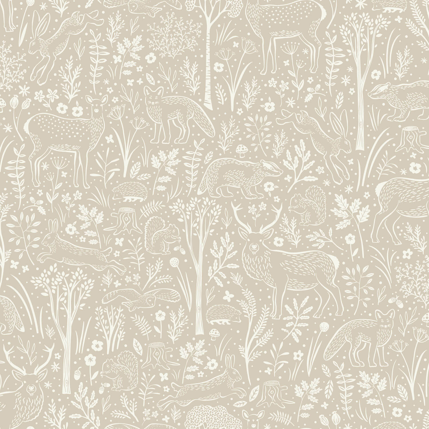 Grandeco Little Dreamers - LD3403 - Woodland Animals beige