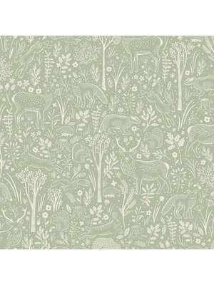Grandeco Little Dreamers - LD3413 - Woodland Animals groen