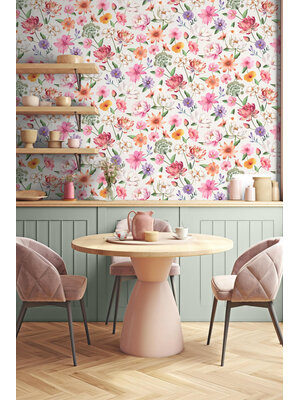 Dutch Illusion - M888-10 - Bloemen Wit/Roze/Lila