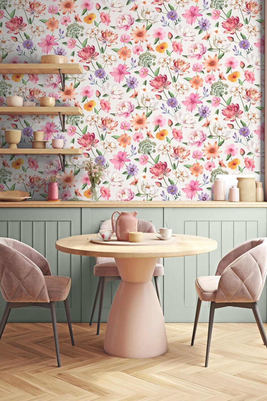 Dutch Illusion - M888-10 - Bloemen Wit/Roze/Lila