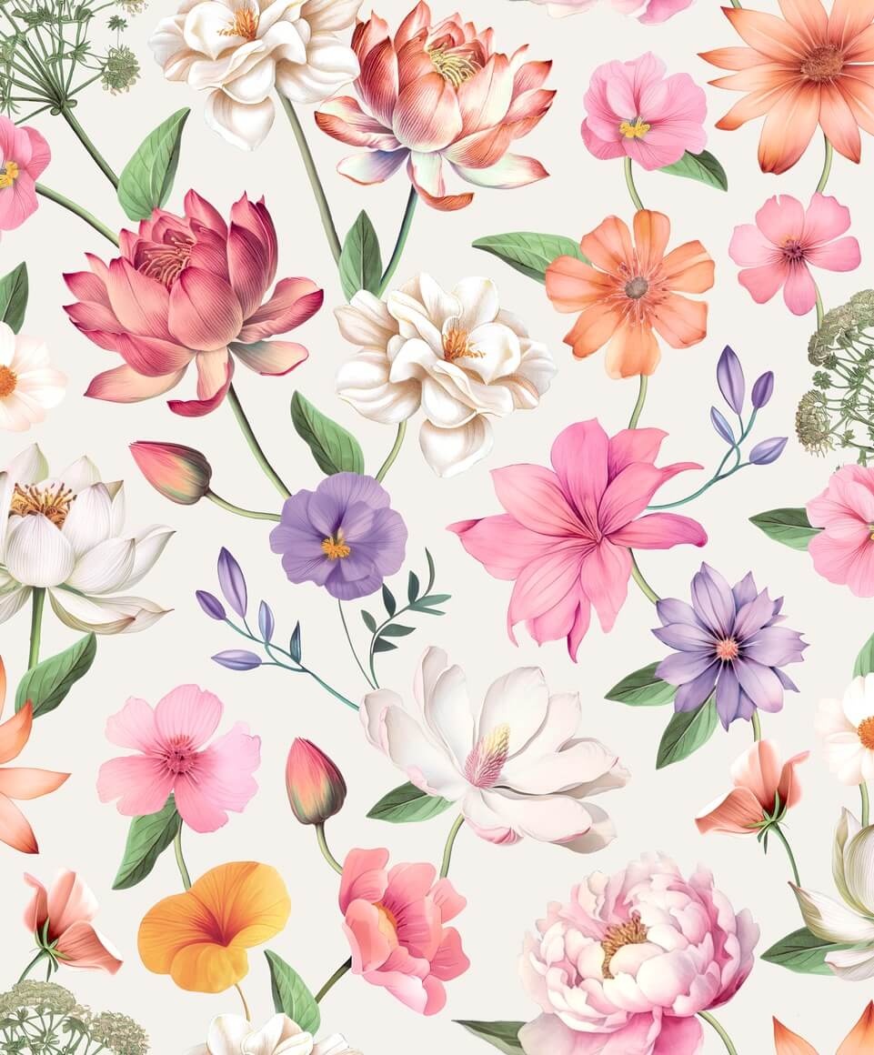 Dutch Illusion - M888-10 - Bloemen Wit/Roze/Lila