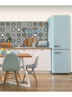 Dutch Illusion - M894-09 - Tegels Zwart/Groen/Oker