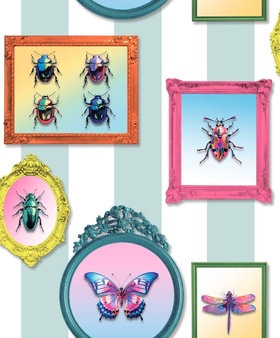 Dutch Illusion - M895-01 - Lijstjes/Insecten Blauw/Multi