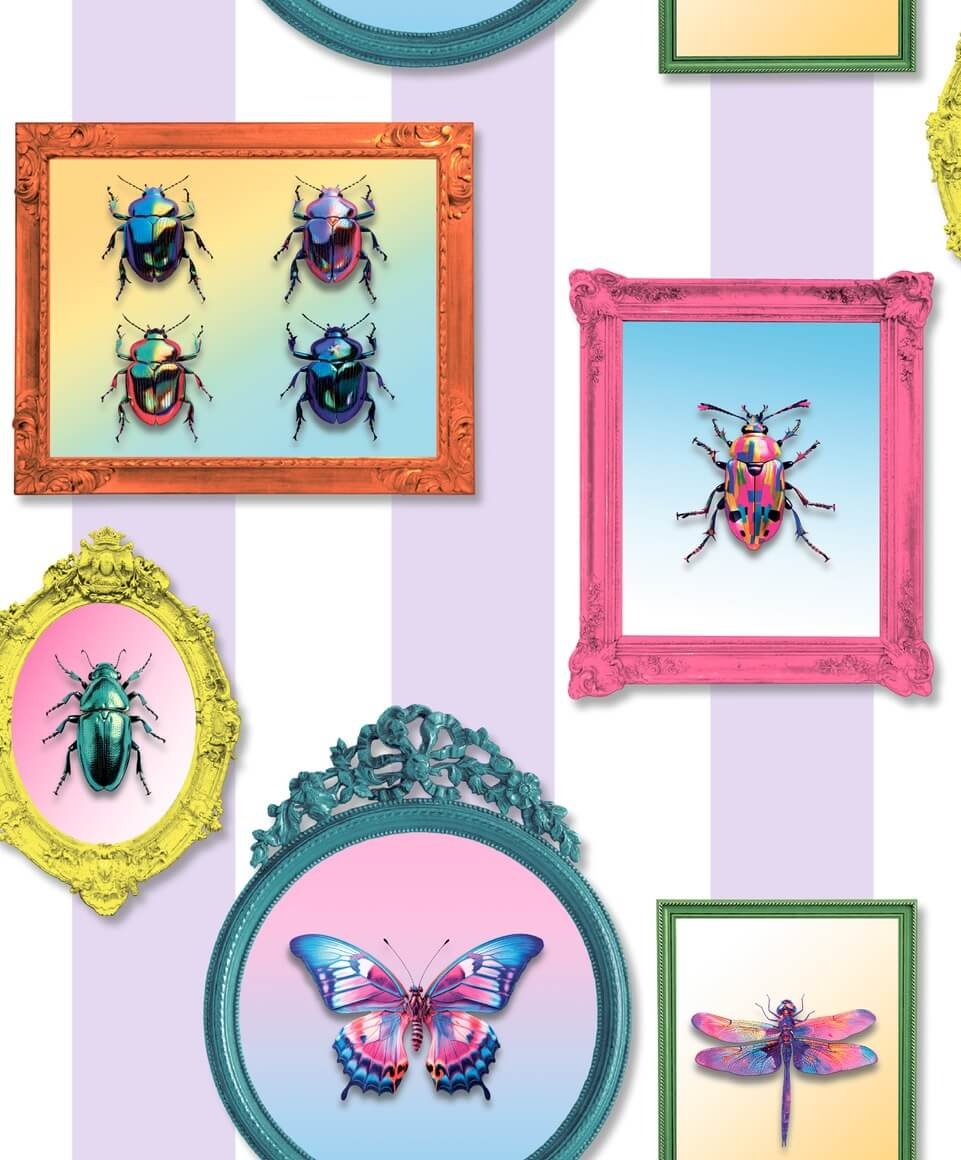 Dutch Illusion - M895-06 - Lijstjes/Insecten Lila/Multi