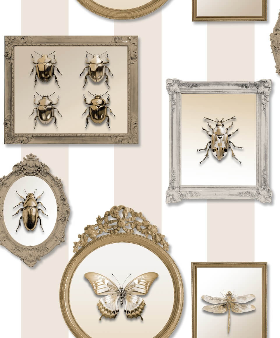Dutch Illusion - M895-07 - Lijstjes/Insecten Beige