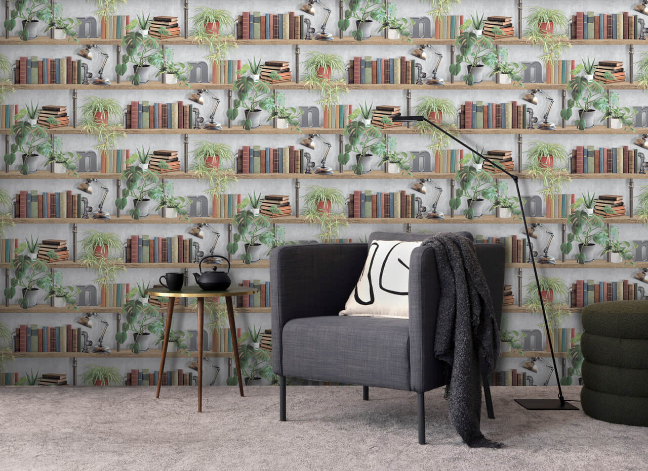 Dutch Illusion - M896-09 - Boekenplank Grijs/Groen