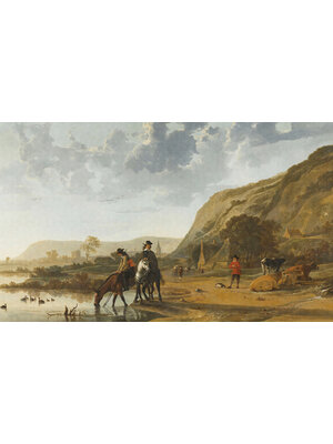 Dutch Painted Memories 1 - 8028 - River landscape with Horseman