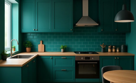 RAL 6026 kitchen