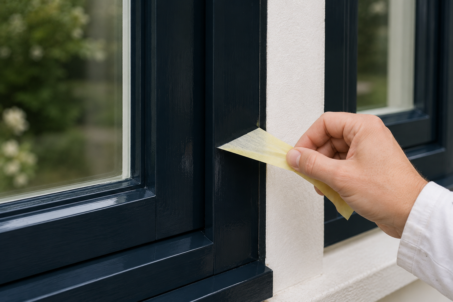 Schilderstape verwijderen en het kozijn afwerken