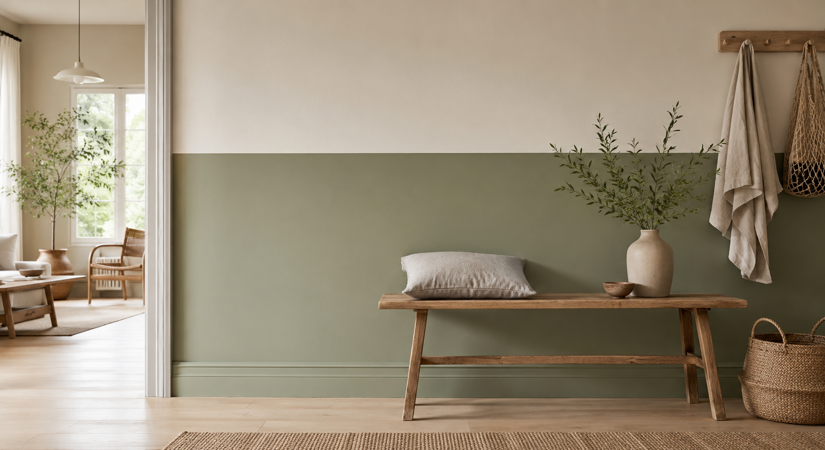 Geschilderde lambrisering in een sfeervol interieur