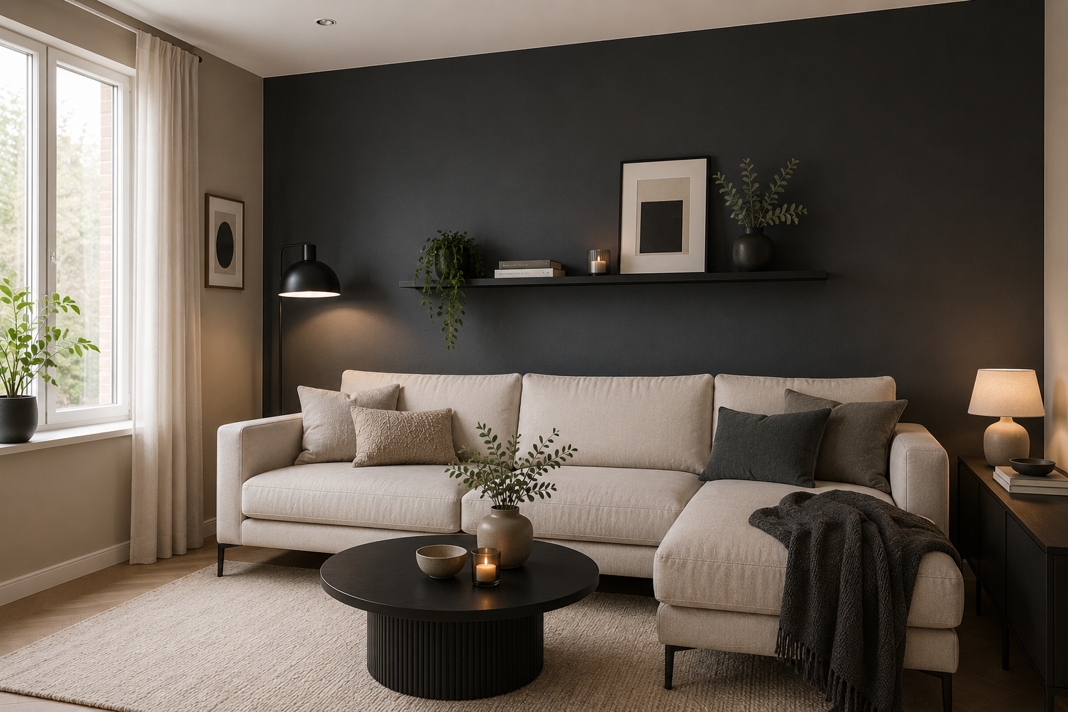 licht en donker combineren in de woonkamer