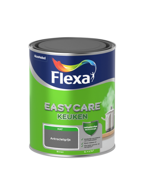 Flexa Easycare Muurverf Keuken Mat - Antracietgrijs - 1 liter Flexa Easycare Muurverf Keuken Mat - Antracietgrijs - 1 liter