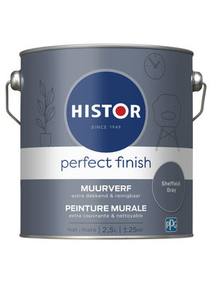 Histor Perfect Finish Muurverf Mat - Sheffield Grey - 2,5 liter Histor Perfect Finish Muurverf Mat - Sheffield Grey - 2,5 liter