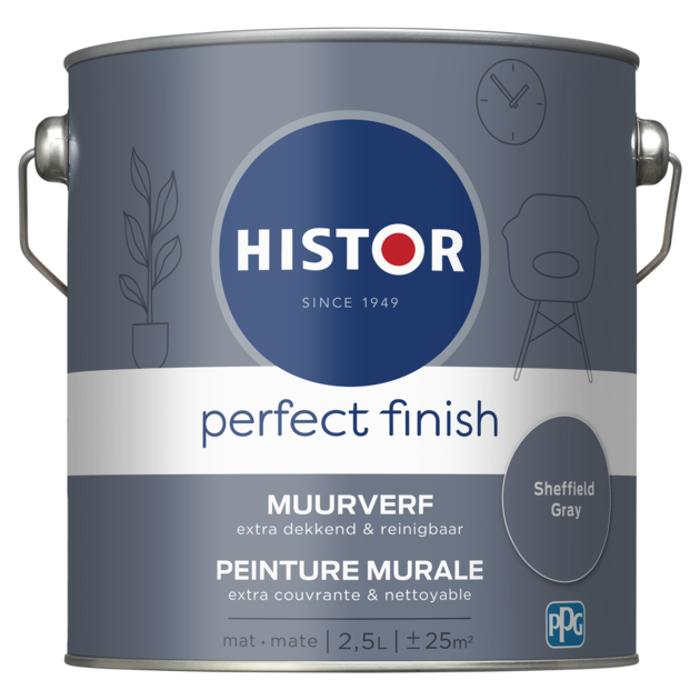 Histor Perfect Finish Muurverf Mat - Sheffield Grey - 2,5 liter
