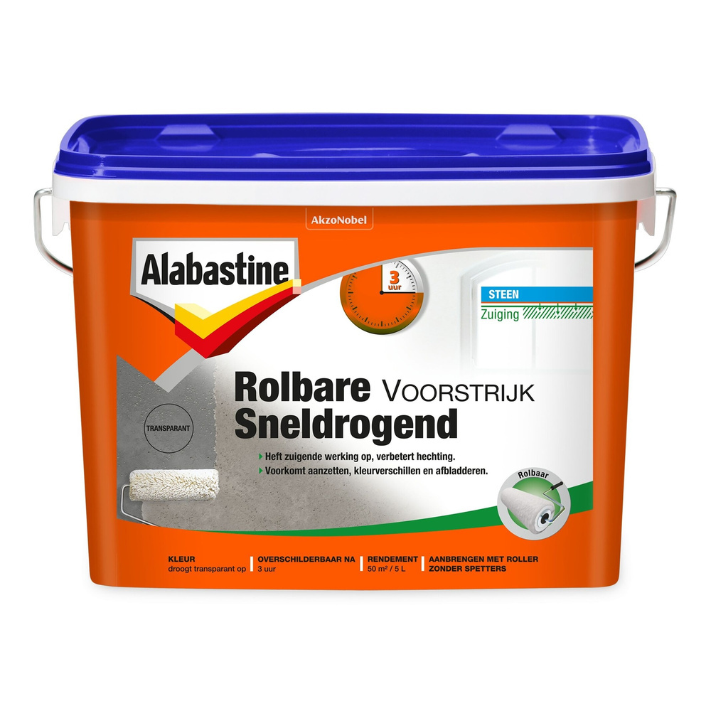 Alabastine Rolbare Voorstrijk Sneldrogend - Transparant