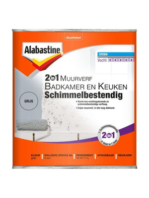 Alabastine 2-in-1 Muurverf Badkamer en Keuken Schimmelbestendig Alabastine 2-in-1 Muurverf Badkamer en Keuken Schimmelbestendig