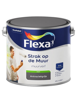 Flexa Strak op de Muur Muurverf - Mat - 2,5 liter - Antraciet Flexa Strak op de Muur Muurverf - Mat - 2,5 liter - Antraciet