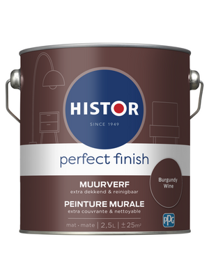 Histor Perfect Finish Muurverf Mat - Burgundy Wine - 2,5 liter Histor Perfect Finish Muurverf Mat - Burgundy Wine - 2,5 liter