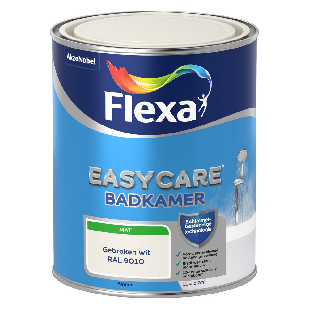 Flexa Easycare Muurverf Badkamer Mat - RAL 9010 - 1 liter