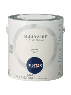 Histor Perfect Finish Muurverf Mat - Nevelwit - 2,5 liter Histor Perfect Finish Muurverf Mat - Nevelwit - 2,5 liter