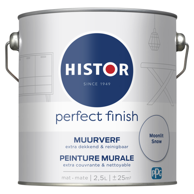Histor Perfect Finish Muurverf Mat - Moonlit Snow - 2,5 liter