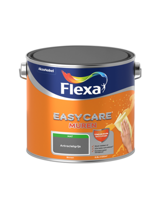 Flexa Easycare Muurverf Mat - Antracietgrijs - 2,5 liter