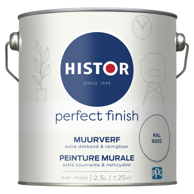 Histor Perfect Finish Muurverf Mat - Ral 9003 - 2,5 liter
