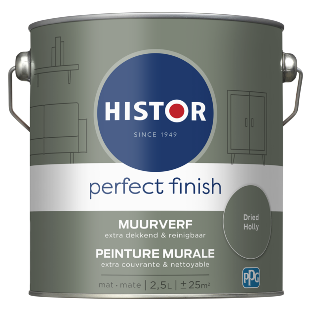 Histor Perfect Finish Muurverf Mat - Dried Holly - 2,5 liter