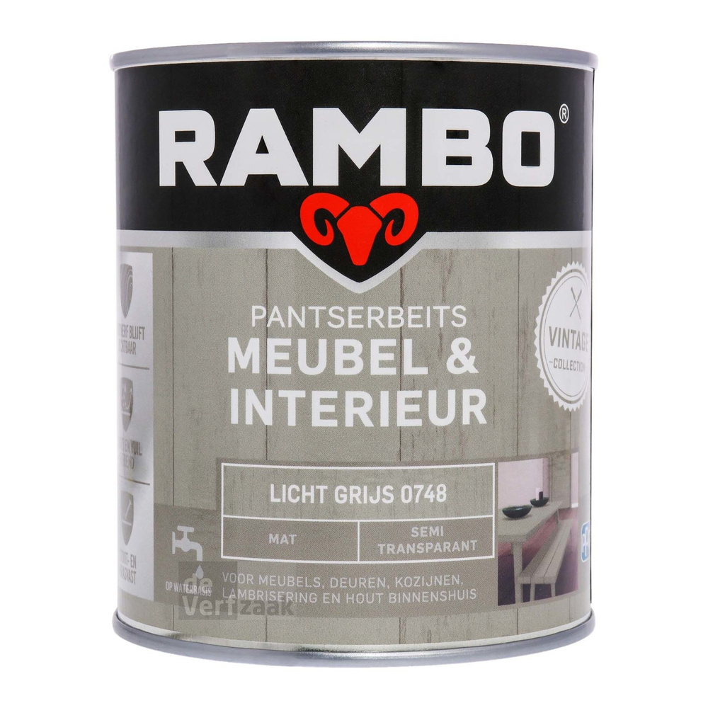 Rambo Pantserbeits Meubel & Interieur Mat 750 ml - Licht Grijs