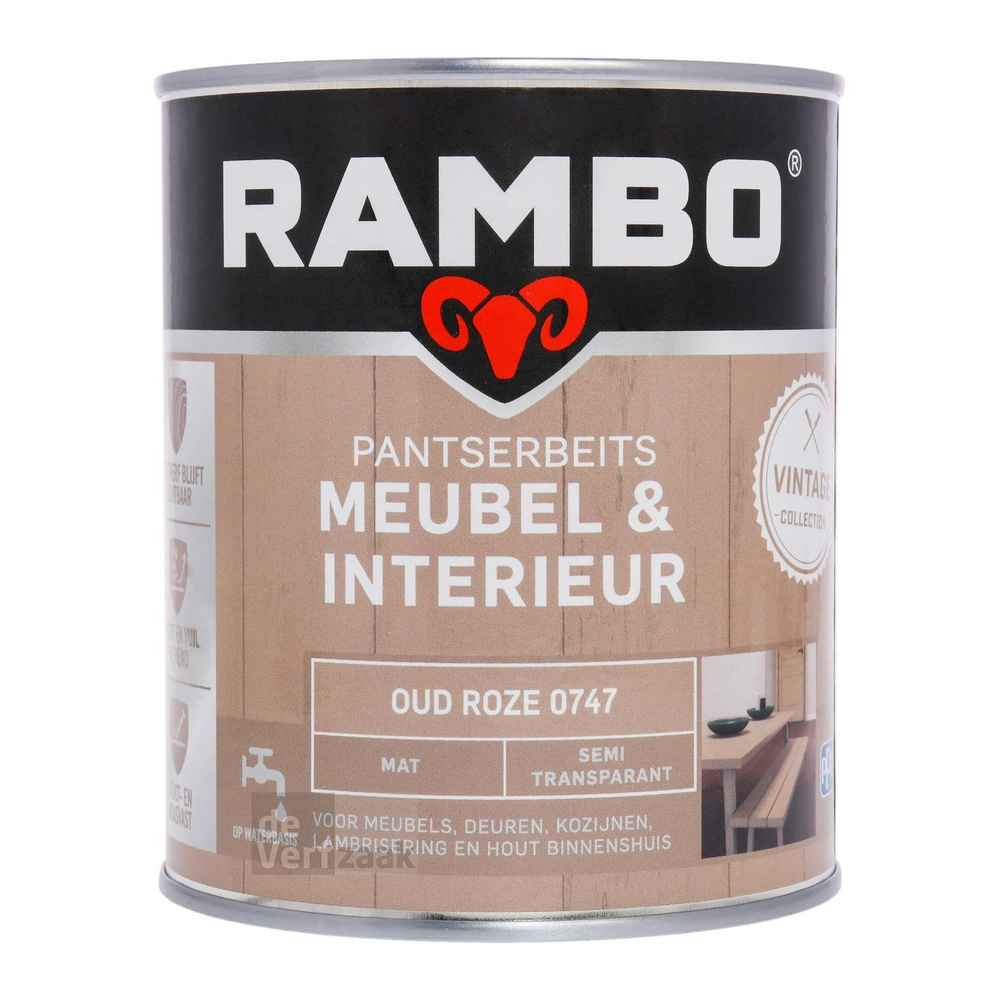 Rambo Pantserbeits Meubel & Interieur Mat 750 ml - Oud Roze