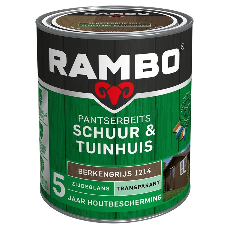 Rambo Pantserbeits Schuur & Tuinhuis Zijdeglans Transparant - 750 ml Berkengrijs