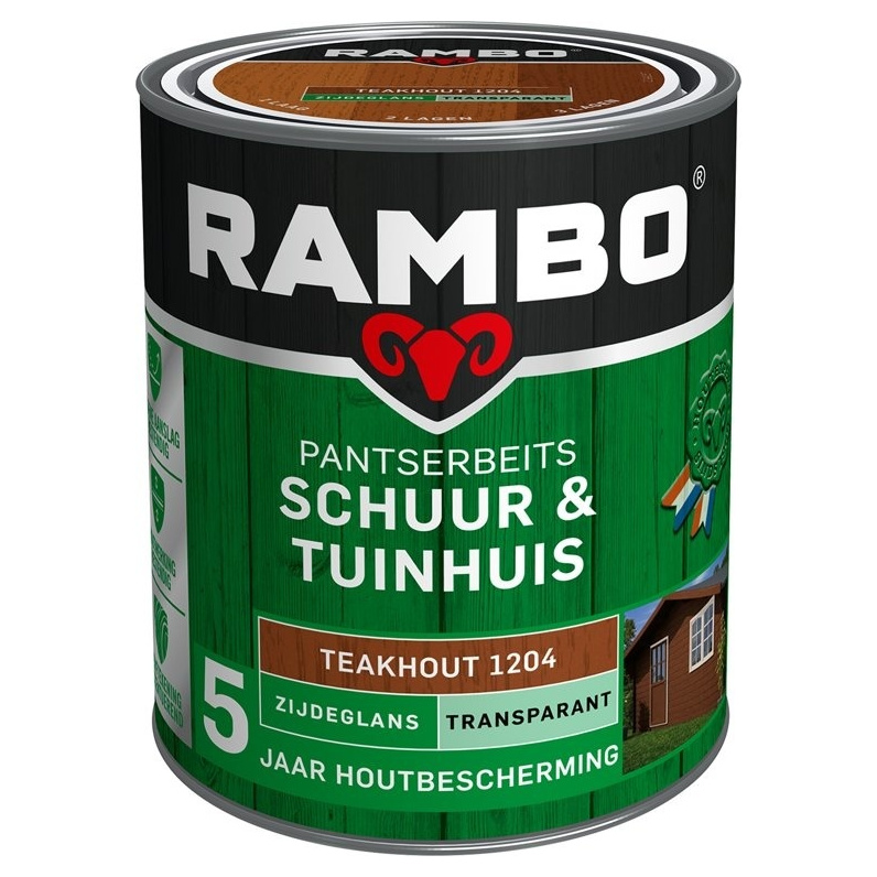 Rambo Pantserbeits Schuur & Tuinhuis Zijdeglans Transparant - Teakhout