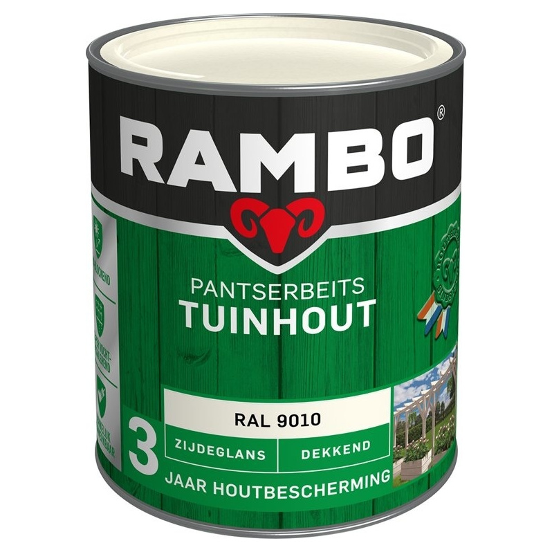 Rambo Pantserbeits Tuinhout Zijdeglans Dekkend - RAL 9010