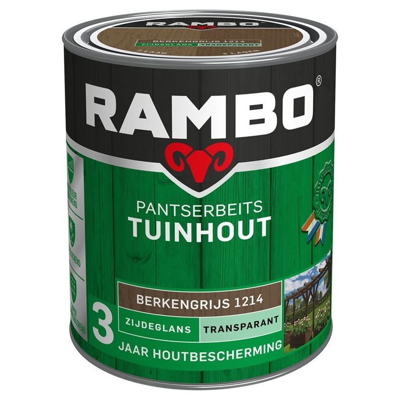 Rambo Pantserbeits Tuinhout Zijdeglans Transparant - Berkengrijs
