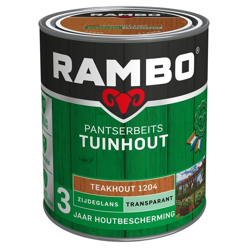 Rambo Pantserbeits Tuinhout Zijdeglans Transparant -Teakhout