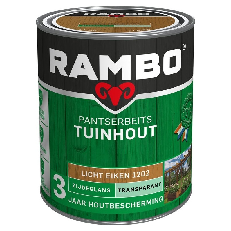 Rambo Pantserbeits Tuinhout Zijdeglans Transparant - Licht eiken