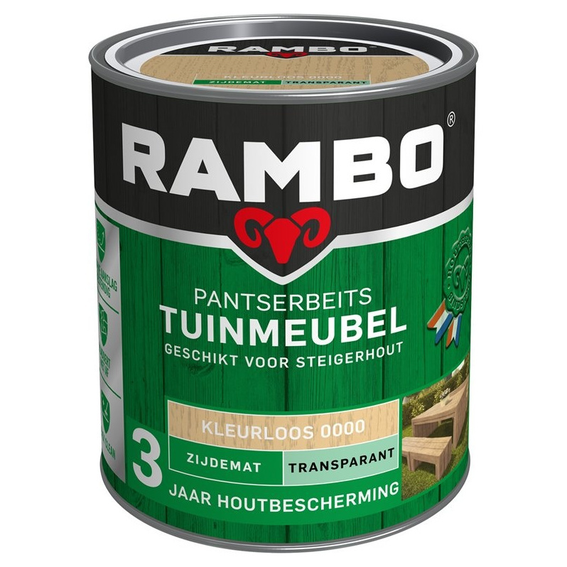Rambo Pantserbeits Tuinmeubel Zijdemat Transparant - 750 ml Blank