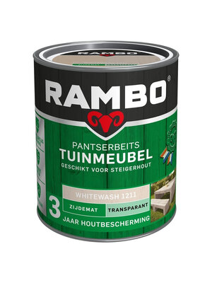 Rambo Pantserbeits Tuinmeubel Zijdemat Transparant - 750 ml Whitewash Rambo Pantserbeits Tuinmeubel Zijdemat Transparant - 750 ml Whitewash