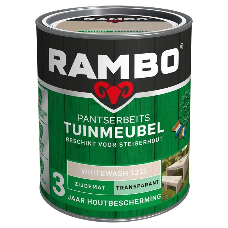 Rambo Pantserbeits Tuinmeubel Zijdemat Transparant - 750 ml Whitewash