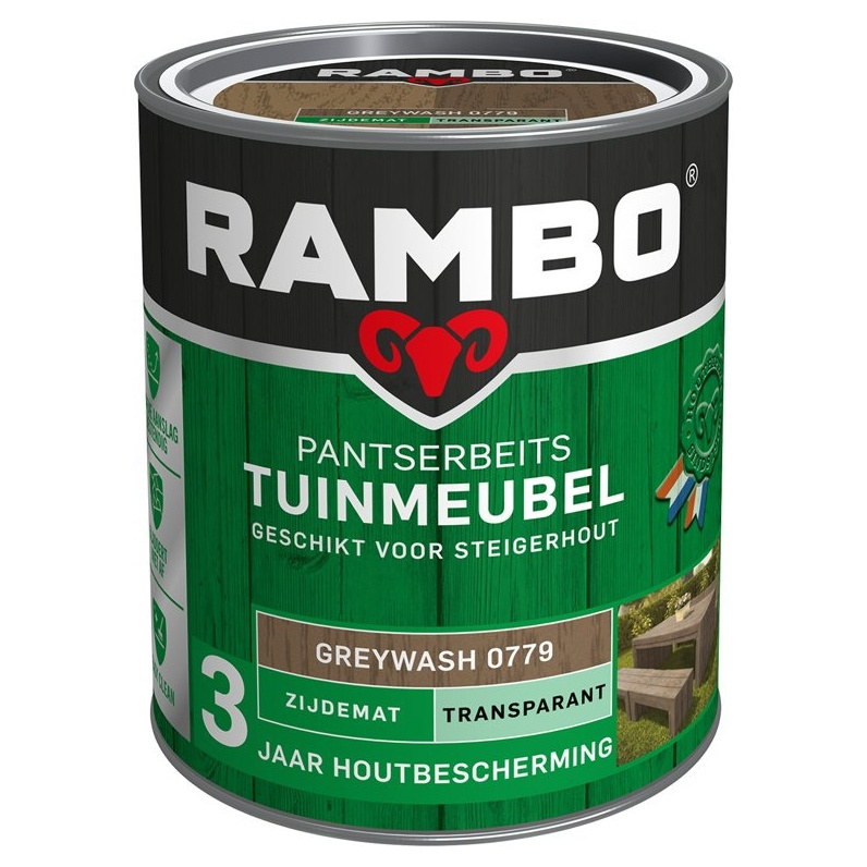 Rambo Pantserbeits Tuinmeubel Zijdemat Transparant - 750 ml Greywash