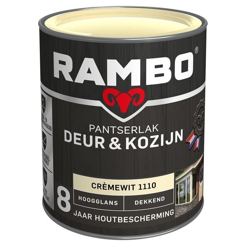 Rambo Pantserlak Deur & Kozijn Hoogglans Dekkend - 750 ml Crèmewit