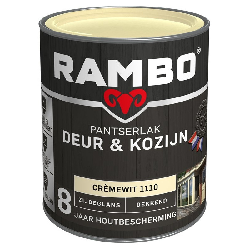 Rambo Pantserlak Deur & Kozijn Zijdeglans Dekkend - 750 ml Crèmewit